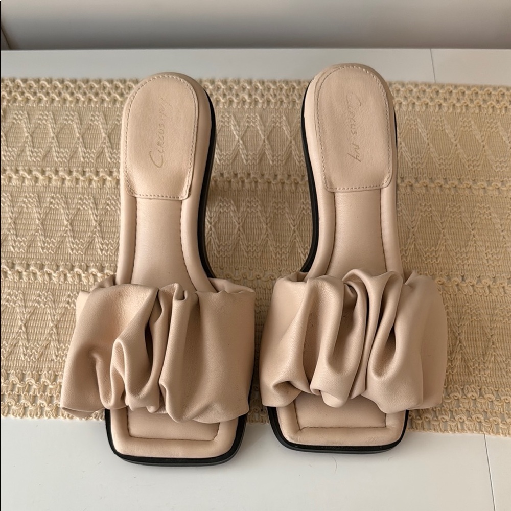 Circus by Sam Edelman Cream Sandals with Ruched Design